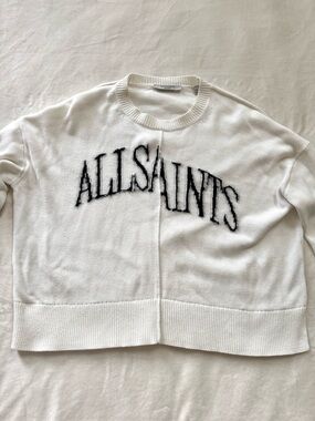 All Saints White Crewneck Sweater